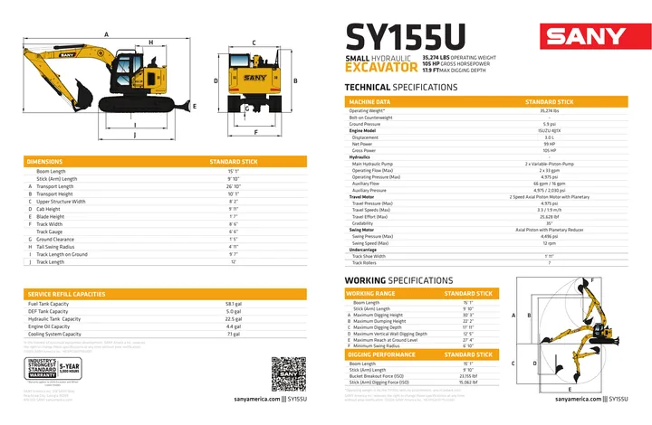 SANY SY155U 设备手册外胶层