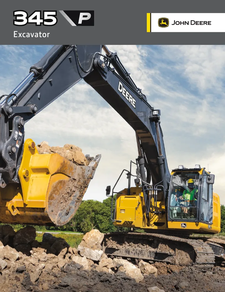 John Deere 345P machine manual cover: john-deere-345p-ff150fc9d5-official-brochure