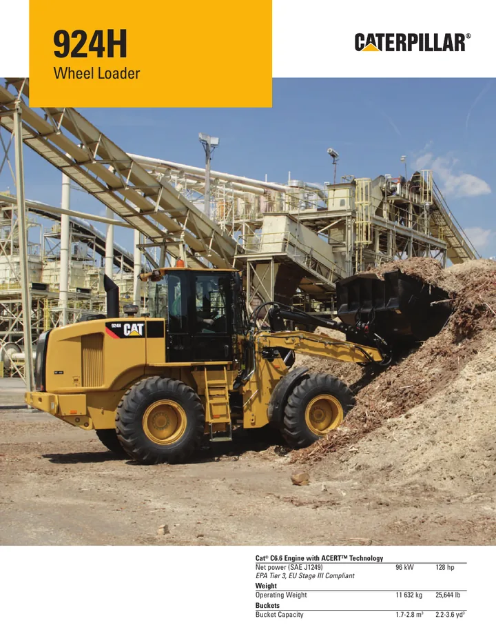 Caterpillar CAT®924H machine manual cover: caterpillar-924h-product-brochure-c332527