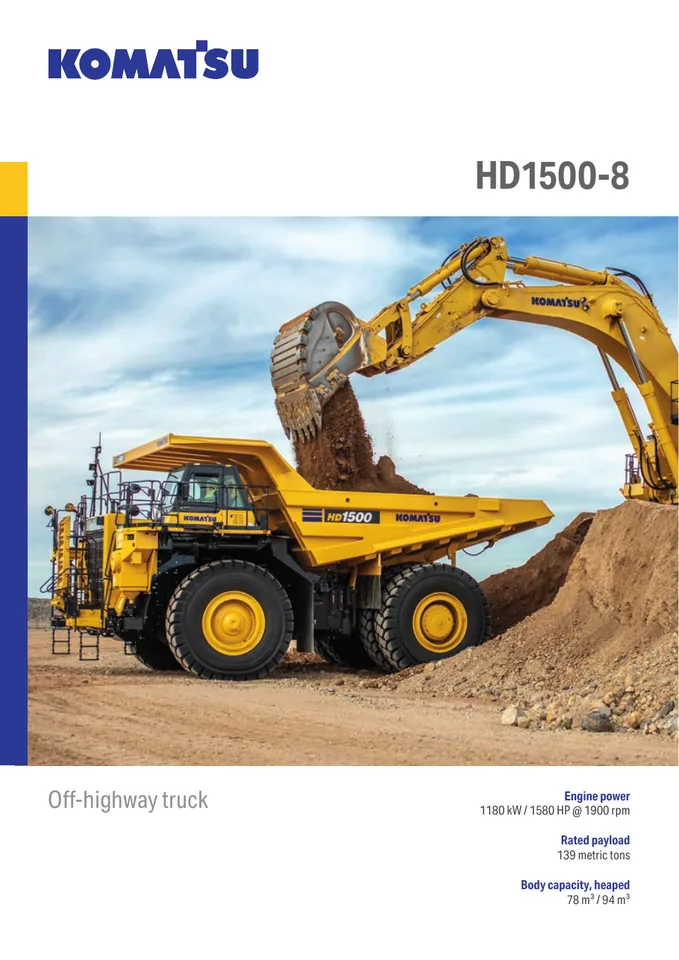 Komatsu HD1500-8 machine manual cover: komatsu-hd1500-8-124f4e779ef9-product-brochure