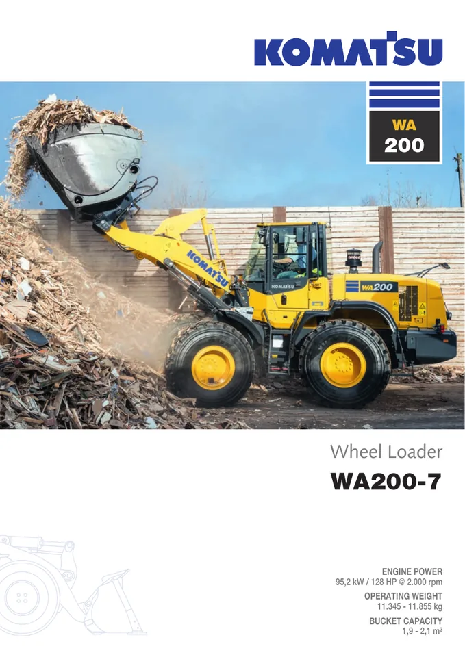 Komatsu WA200-7 machine manual cover: komatsu-wa200-7-13582595c52a-product-brochure
