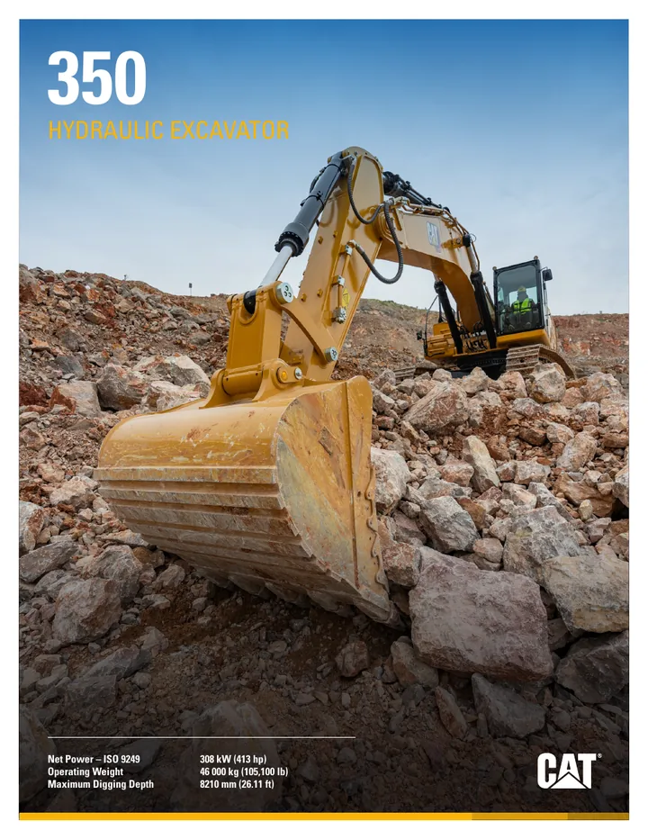 Caterpillar CAT®350 machine manual cover: Caterpillar CAT®350 Product brochure