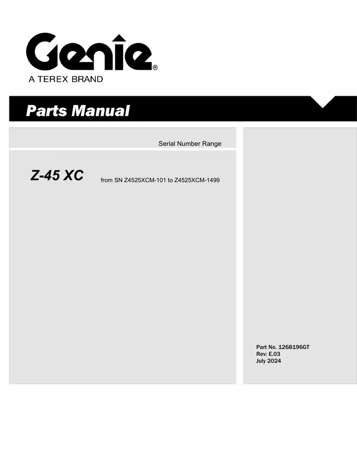 Genie Z-45 XC machine manual cover