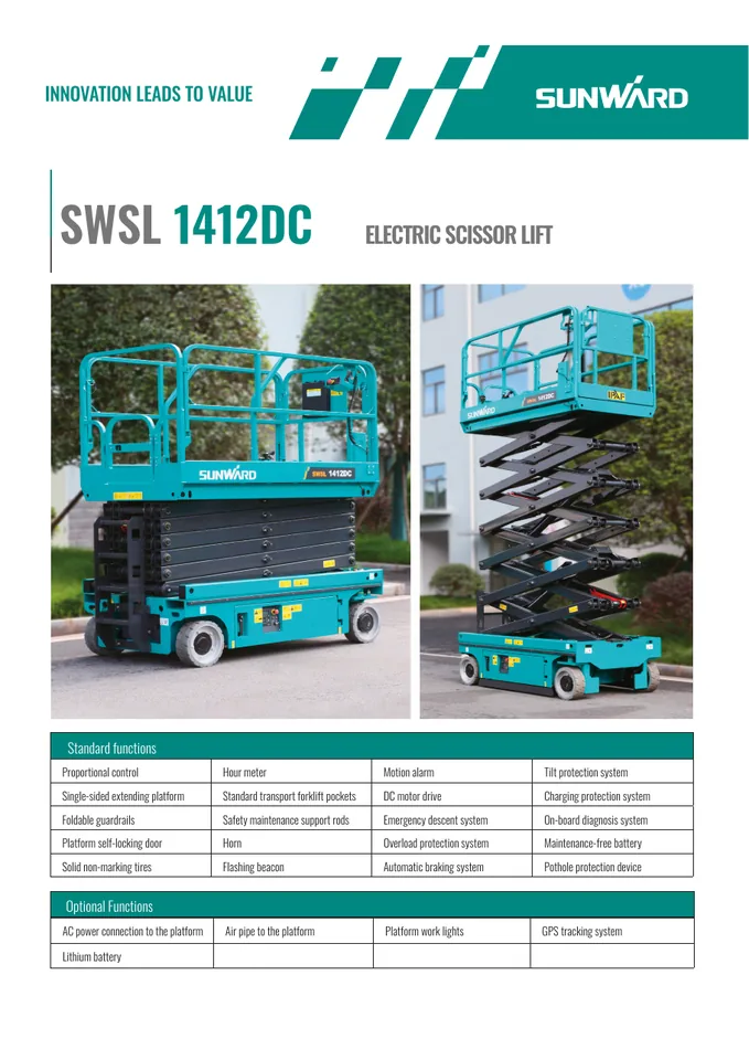 Sunward SWSL1412DC machine manual cover: Sunward SWSL1412DC Product brochure