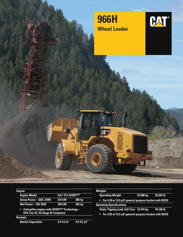 Caterpillar CAT®966H machine manual cover: caterpillar-966h-product-brochure-c305847