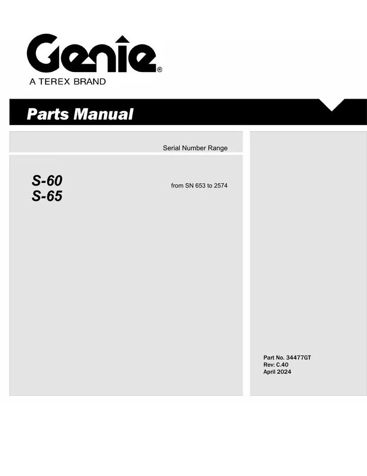 Genie S-60 / S-65 machine manual cover