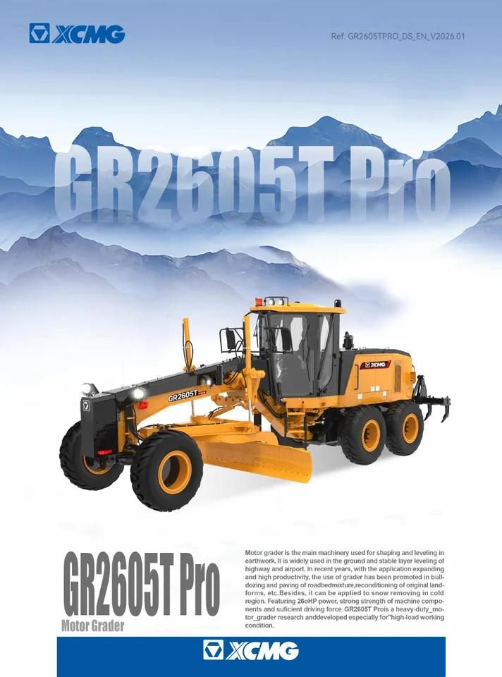 XCMG GR2605T PRO machine manual cover: xcmg-gr2605t-pro-f98cce860b-official-literature
