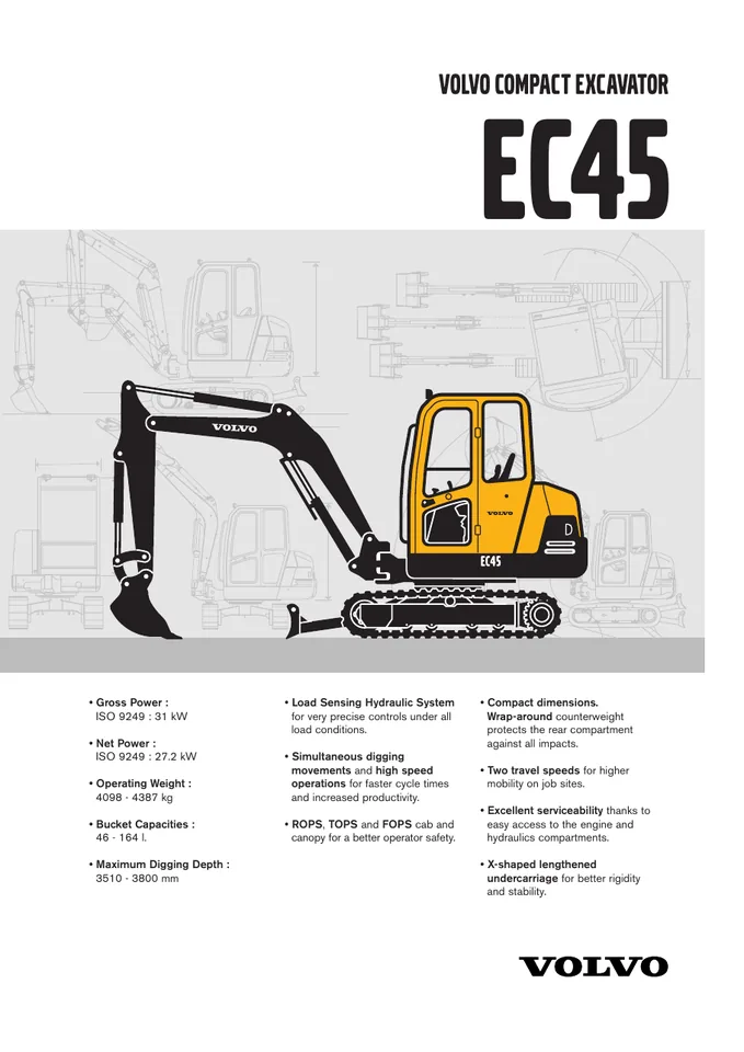 Volvo EC45 machine manual cover: Volvo EC45 Archived product document
