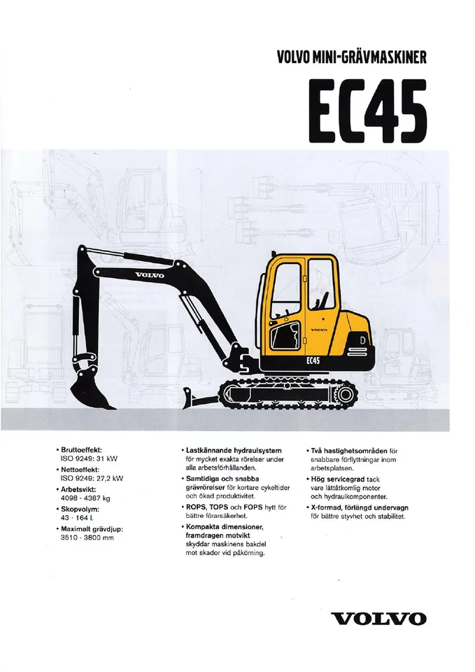 Volvo EC45 machine manual cover: Volvo EC45 Archived product document