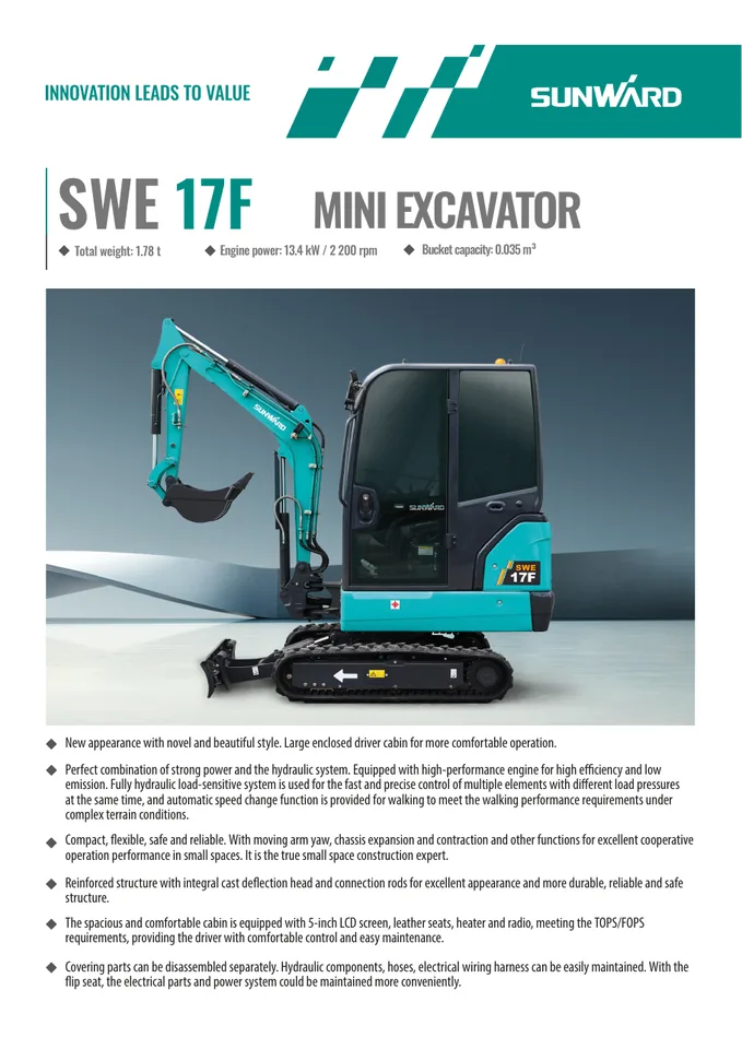 Sunward SWE17F machine manual cover