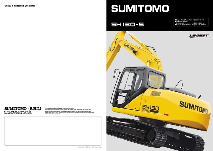 Sumitomo SH130-5 machine manual cover: Sumitomo SH130-5 Product brochure