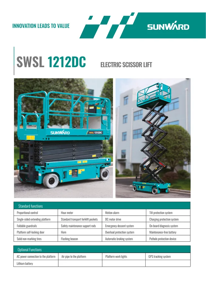 Sunward SWSL1212DC machine manual cover: Sunward SWSL1212DC Product brochure
