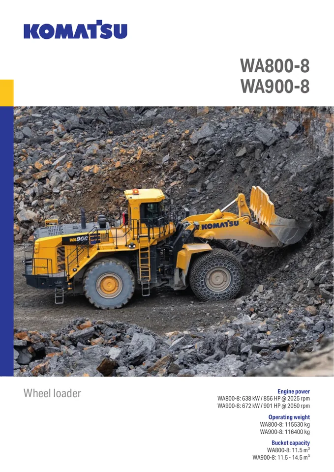 Komatsu WA800-8 machine manual cover: komatsu-wa800-8-93dde6e3068d-product-brochure