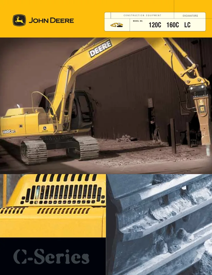 John Deere 160CLC machine manual cover: john-deere-120c-160clc-d334381c6d-official-brochure