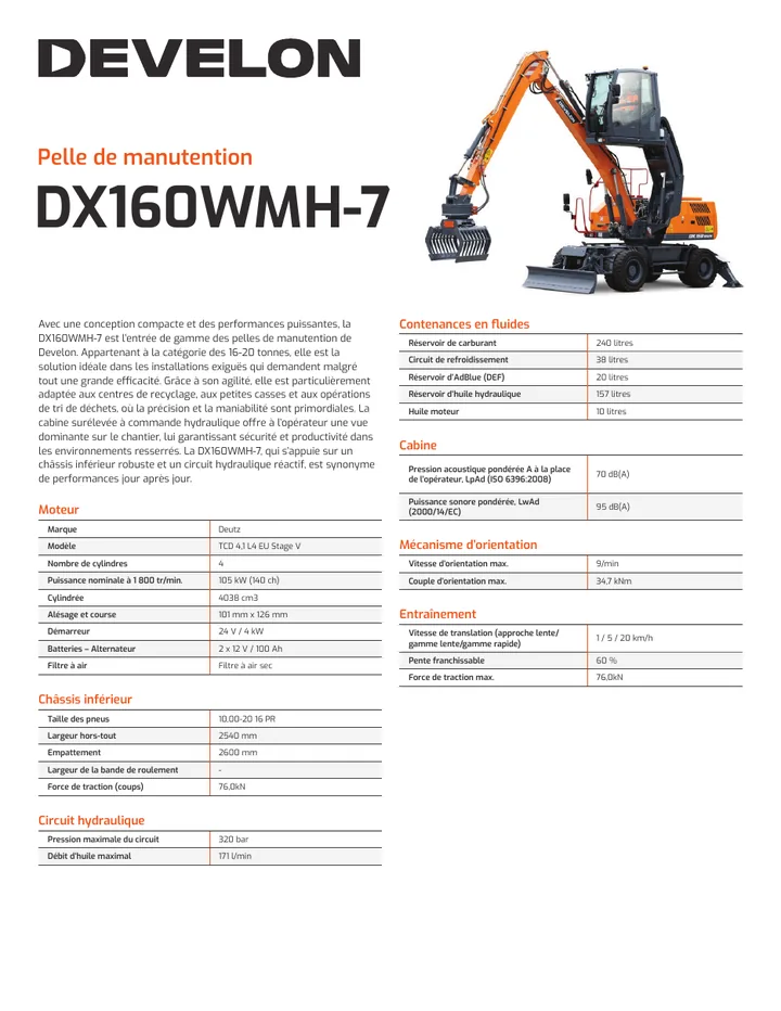Doosan DX160WMH-7 machine manual cover