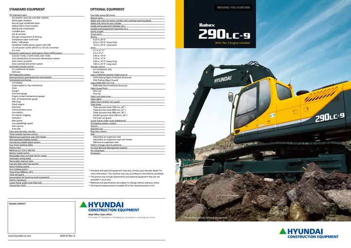 Hyundai R290LC-9 machine manual cover: Hyundai R290LC-9 Product brochure