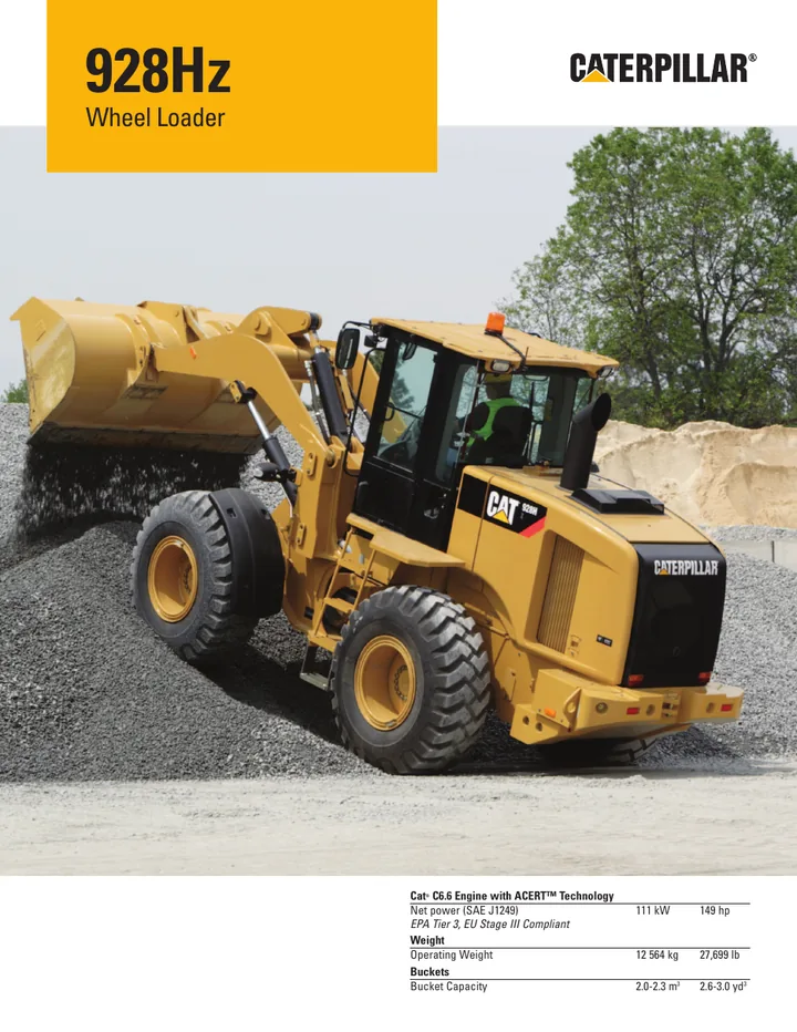 Caterpillar CAT®928HZ machine manual cover: caterpillar-928hz-product-brochure-c332394