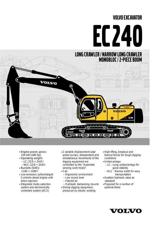 Volvo EC240 machine manual cover: Volvo EC240 Product specification