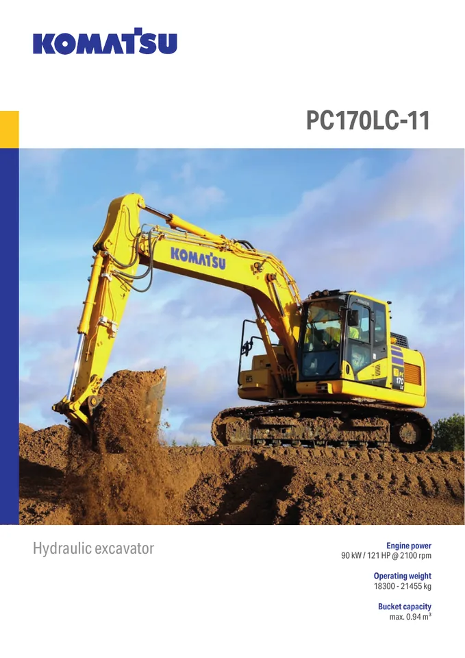 Komatsu PC170LC-11 machine manual cover: komatsu-pc170lc-11-89809cc33f47-product-brochure