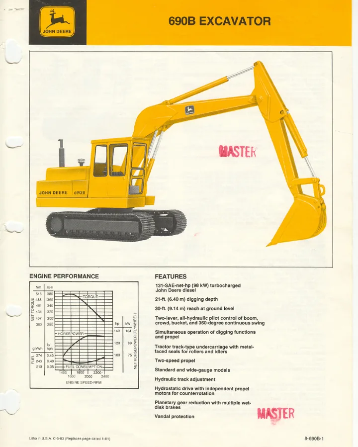John Deere 690B machine manual cover: john-deere-690b-6e6c4ccffc-official-brochure
