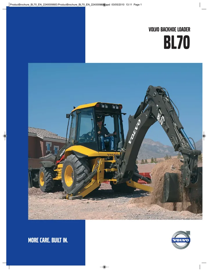 Volvo BL70 machine manual cover: Volvo BL70 Product brochure