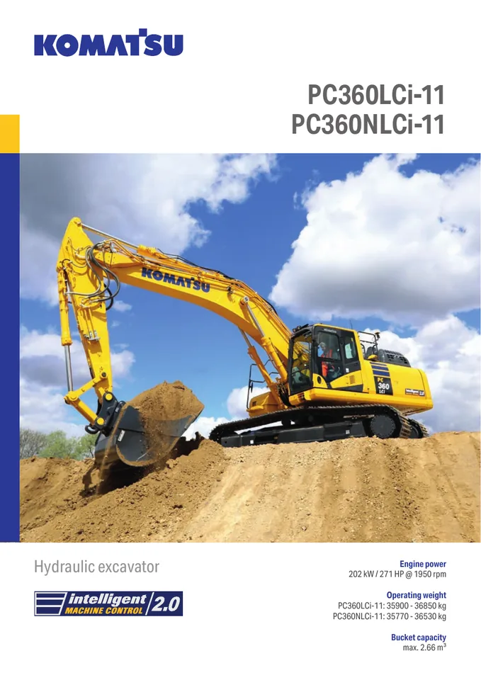 Komatsu PC360LCI-11 machine manual cover: komatsu-pc360lci-11-e4c9437223e1-product-brochure