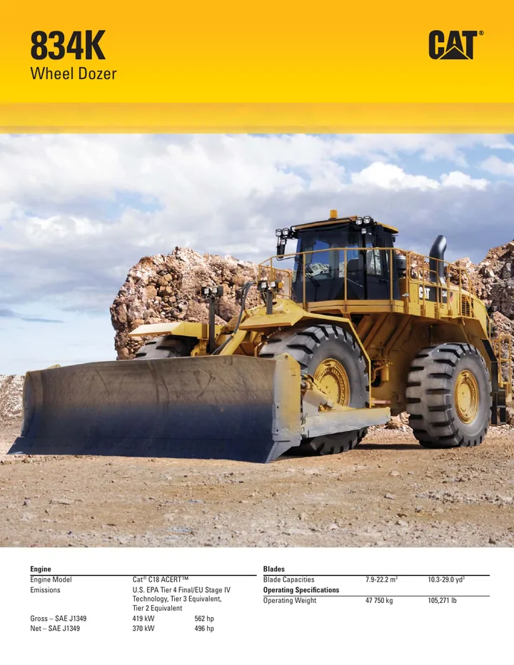Caterpillar CAT®834K machine manual cover: caterpillar-834k-product-brochure-c10007660