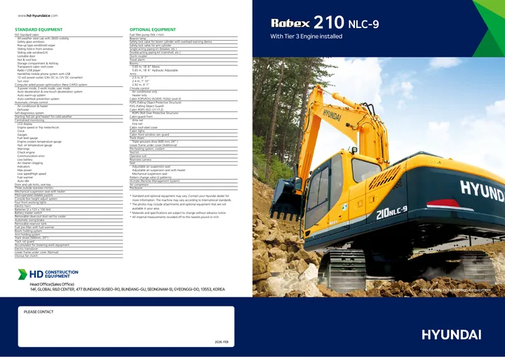Hyundai R210NLC-9 machine manual cover: Hyundai R210NLC-9 Product brochure