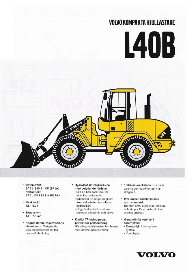 Volvo L40B machine manual cover: Volvo L40B Archived product document