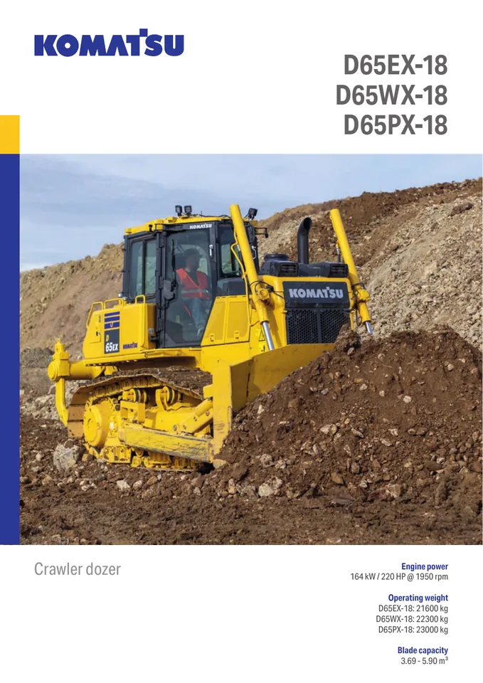Komatsu D65PX-18 machine manual cover: komatsu-d65ex-18-d65px-18-6bb32478e037-product-brochure