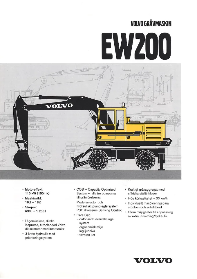 Volvo EW200 machine manual cover: Volvo EW200 Archived product document