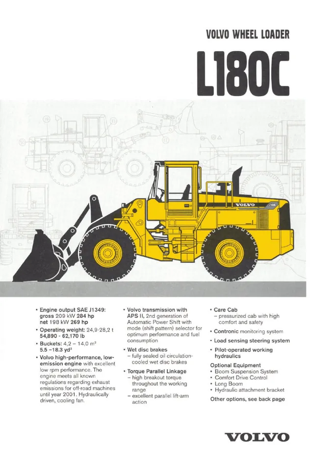 Volvo L180C machine manual cover: Volvo L180C Archived product document