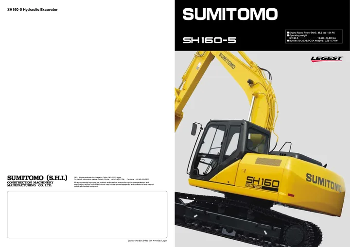 Sumitomo SH160-5 machine manual cover: Sumitomo SH160-5 Product brochure