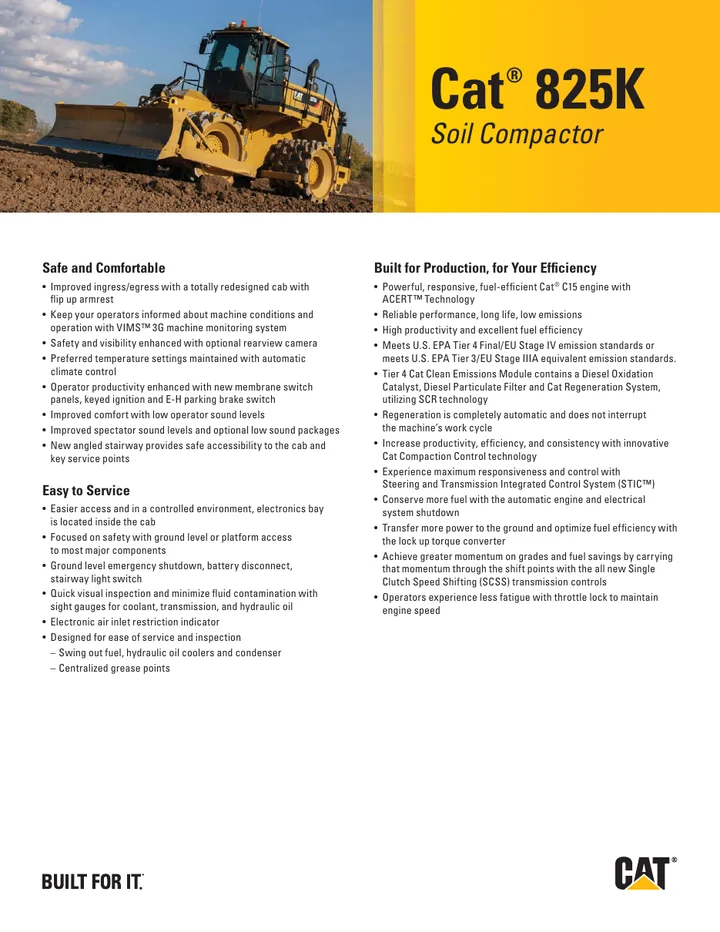 Caterpillar CAT®825K machine manual cover: caterpillar-825k-key-features-c10335750