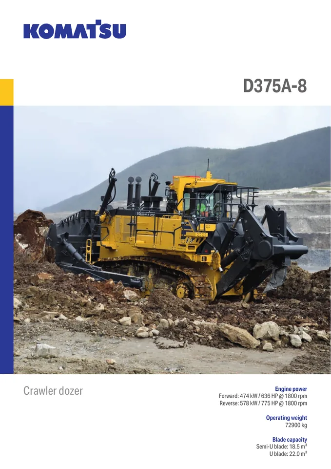 Komatsu D375A-8 machine manual cover: komatsu-d375a-8-a7a2f2279b16-product-brochure