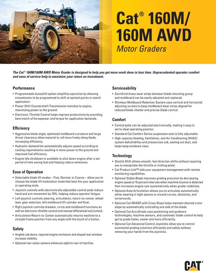 Caterpillar CAT®160M machine manual cover