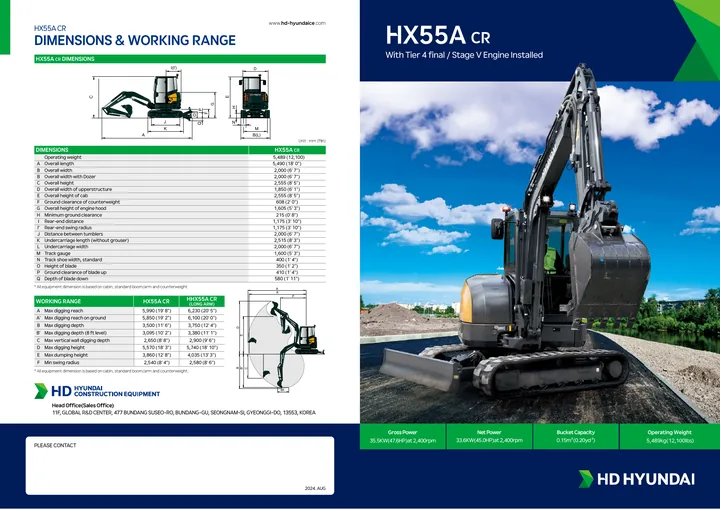 HD Hyundai Construction Equipment HX55A CR machine manual cover