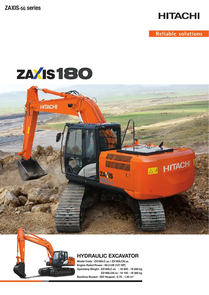 Hitachi ZX180LC-5G machine manual cover