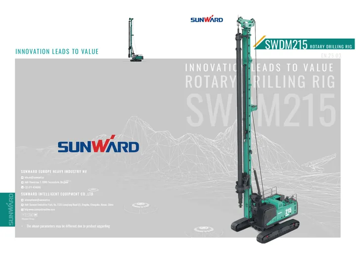 Sunward SWDM215S machine manual cover: Sunward SWDM215S Product brochure