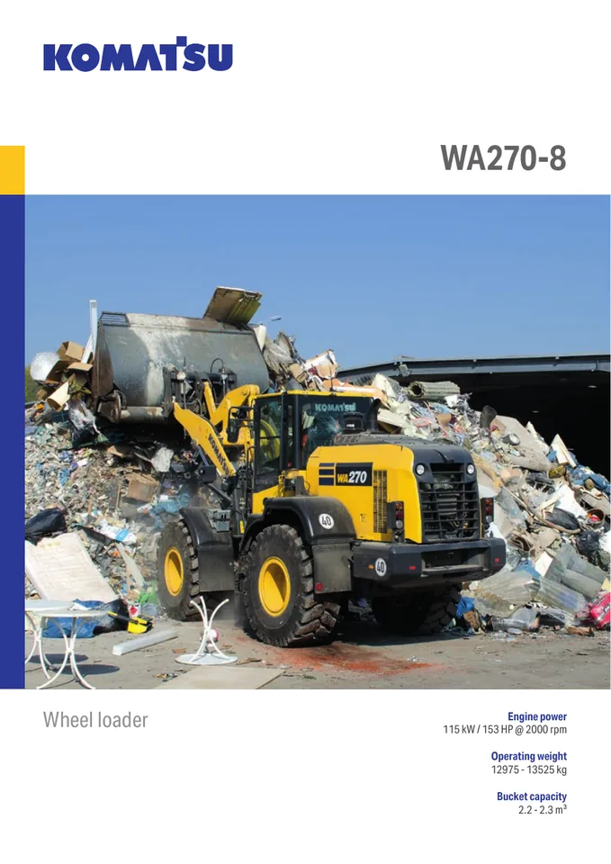 Komatsu WA270-8 machine manual cover: komatsu-wa270-8-eca30a934ea0-product-brochure