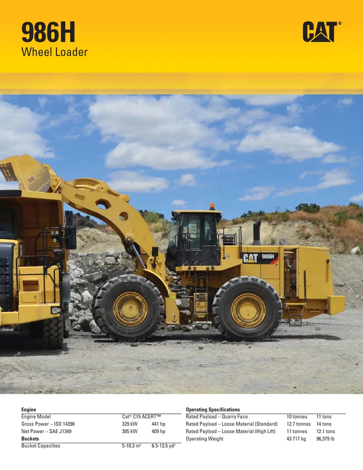 Caterpillar CAT®986H machine manual cover: caterpillar-986h-product-brochure-c777652