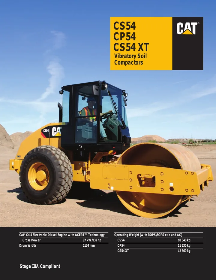 Caterpillar CAT®CS-54 machine manual cover: caterpillar-cs-54-product-brochure-c731273