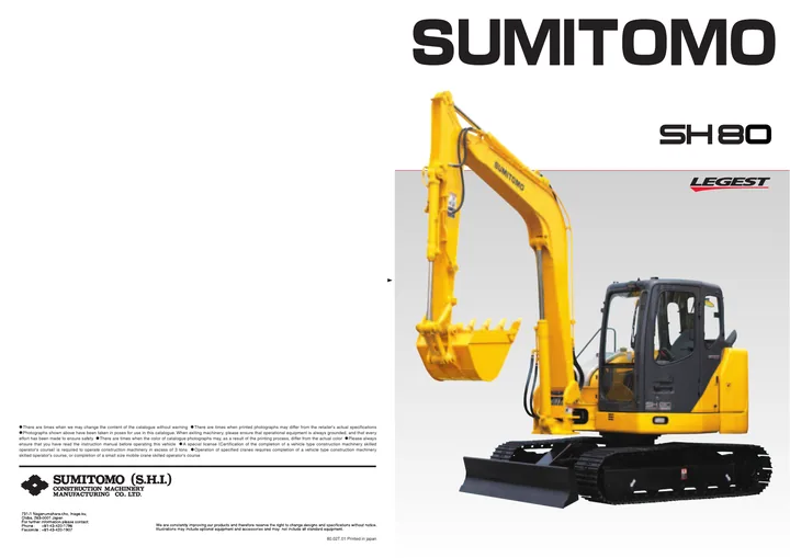 Sumitomo SH80-3B machine manual cover: Sumitomo SH80-3B Product brochure