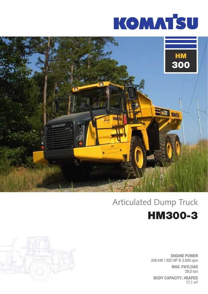 Komatsu HM300-3 machine manual cover: komatsu-hm300-3-eeb2dcdd6359-product-brochure