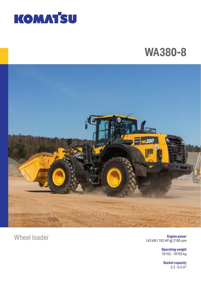 Komatsu WA380-8 machine manual cover: komatsu-wa380-8-70d335d6f9bd-product-brochure
