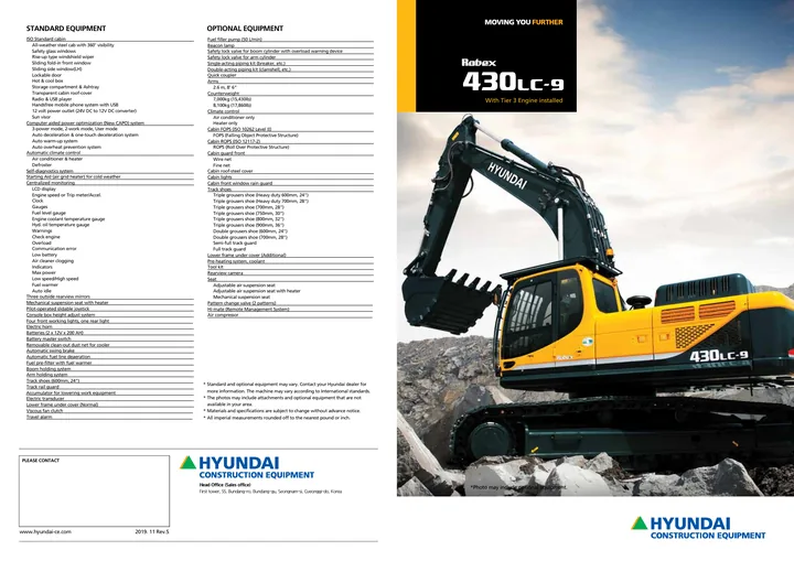 Hyundai R430LC-9 machine manual cover: Hyundai R430LC-9 Product brochure