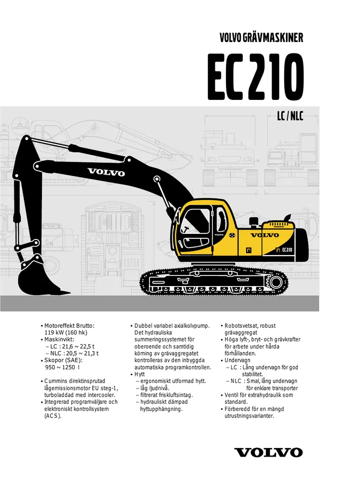 Volvo EC210 machine manual cover: Volvo EC210 Archived product document