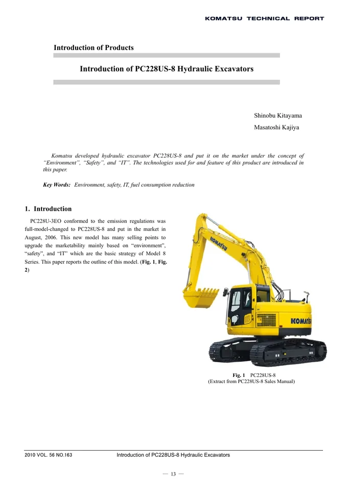 Komatsu PC228US-8 machine manual cover