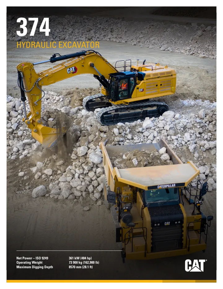 Caterpillar CAT®374 machine manual cover: Caterpillar CAT®374 Product brochure