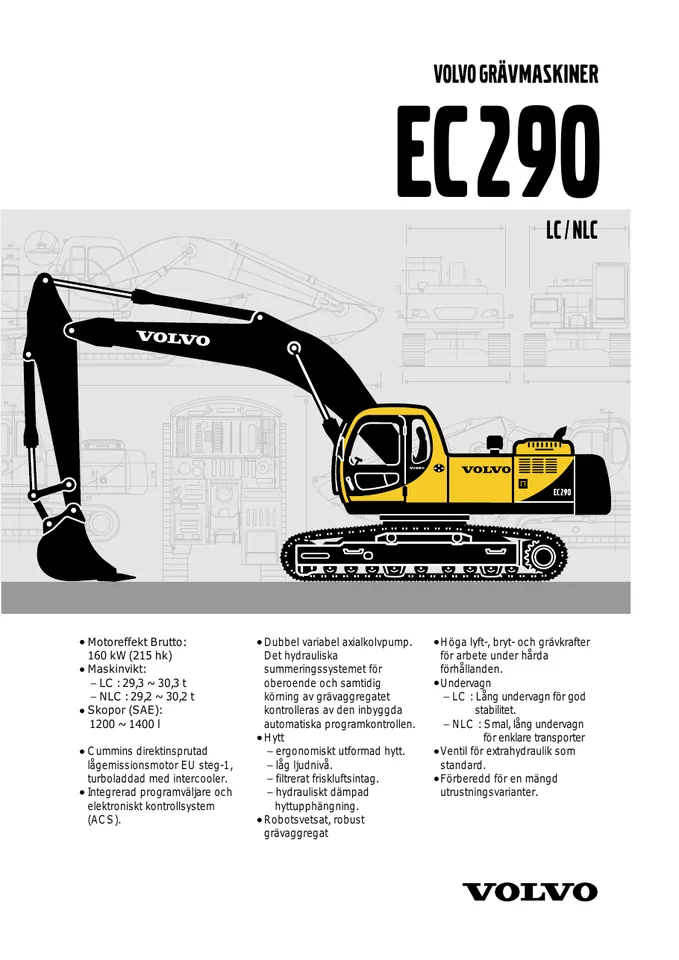 Volvo EC290 machine manual cover: Volvo EC290 Archived product document